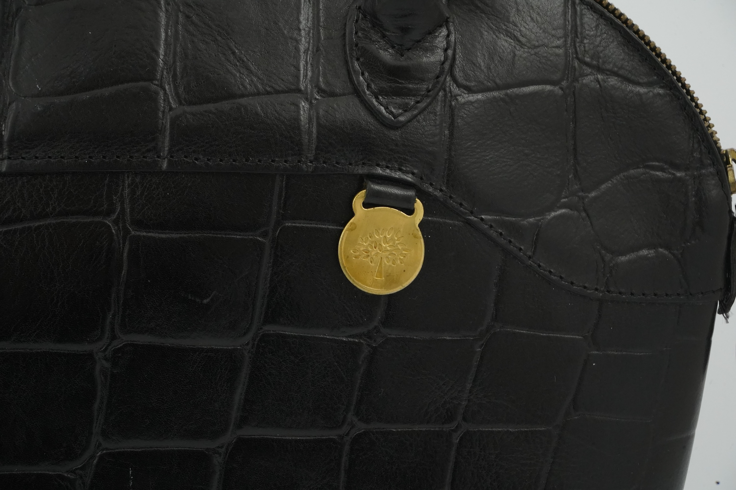 A Mulberry black moc croc shoulder bag